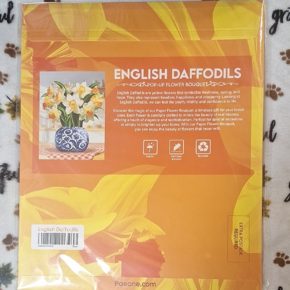 Paeone 12 Inch English Daffodils 3D Pop Up Flower Bouquet Greeting Card New - Picture 4 of 6